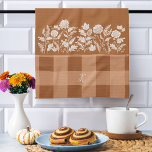 Fall Foliage Autumn Flowers & Foliage Orange Plaid Tea Towel<br><div class="desc">Fall in love with the perfect combination of beautiful fall foliage, autumn flowers, and cosy plaid with our fall-style cosy chic home decor tea towel. Personalise with your own unique monogram and transform your space into a cosy sanctuary for unforgettable Thanksgiving gatherings and fall home decorating. Illustrations are hand-drawn original...</div>