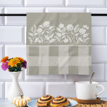 Fall Foliage Autumn Flowers & Foliage Sage Plaid Tea Towel<br><div class="desc">Fall in love with the perfect combination of beautiful fall foliage, autumn flowers, and cosy plaid with our fall-style cosy chic home decor tea towel. Personalise with your own unique monogram and transform your space into a cosy sanctuary for unforgettable Thanksgiving gatherings and fall home decorating. Illustrations are hand-drawn original...</div>