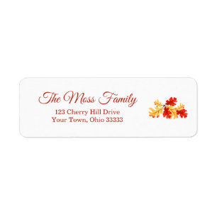 Fall Foliage Autumn Harvest Return Address Return Address Label