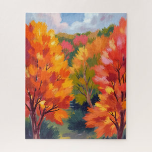 Fall Foliage   Autumn Leaves Watercolor Nature Jigsaw Puzzle