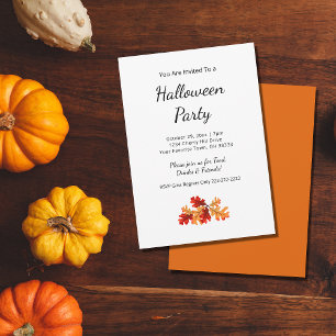 Fall Foliage Elegant Autumn Halloween Party  Invitation