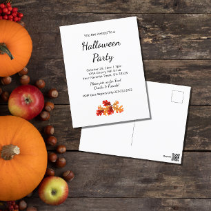 Fall Foliage Elegant Autumn Halloween Party Postcard