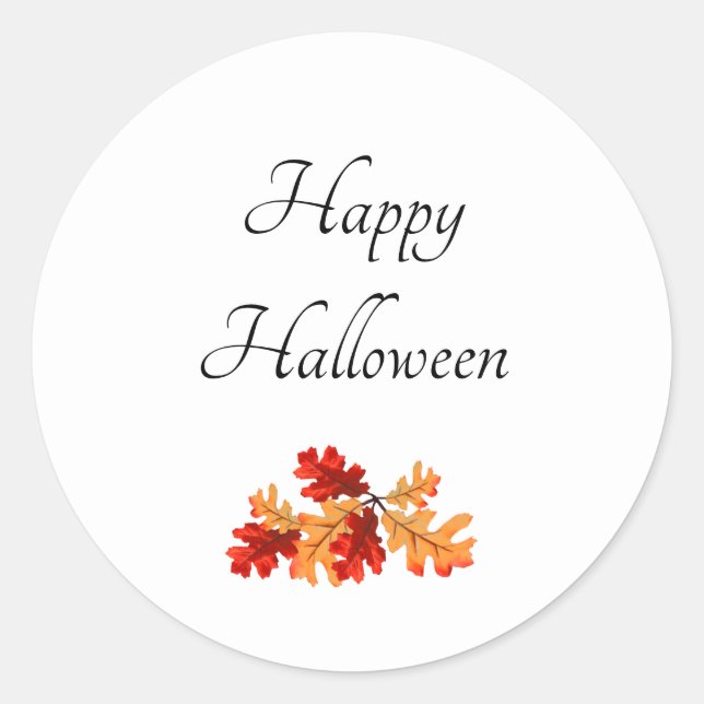 Fall Foliage Elegant Happy Halloween  Classic Round Sticker (Front)