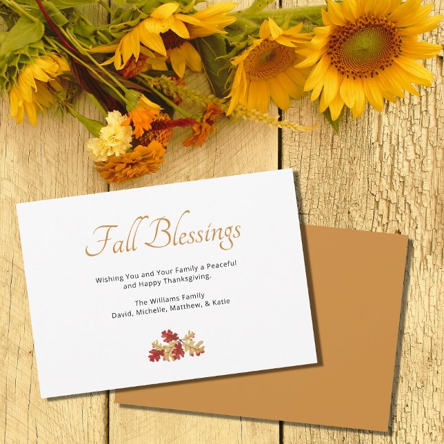 Fall Foliage Elegant Thanksgiving Blessings  Holiday Card (Creator Uploaded)