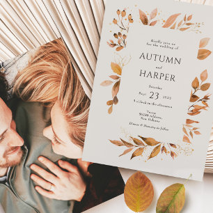 Fall Foliage 'Falling in Love' Photo Wedding Invitation