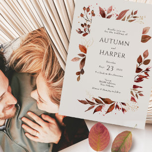 Fall Foliage 'Falling in Love' Photo Wedding Invitation