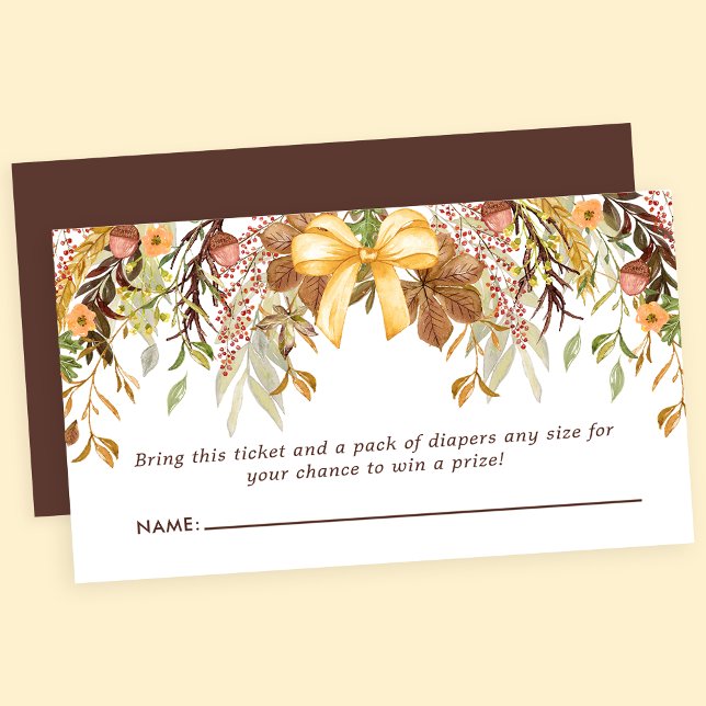 Fall Foliage Floral Autumn Flowers Diaper Raffle Enclosure Card (Creator Uploaded)