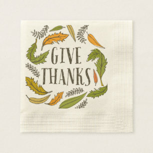 Fall Foliage Give Thanks Thanksgiving Napkin