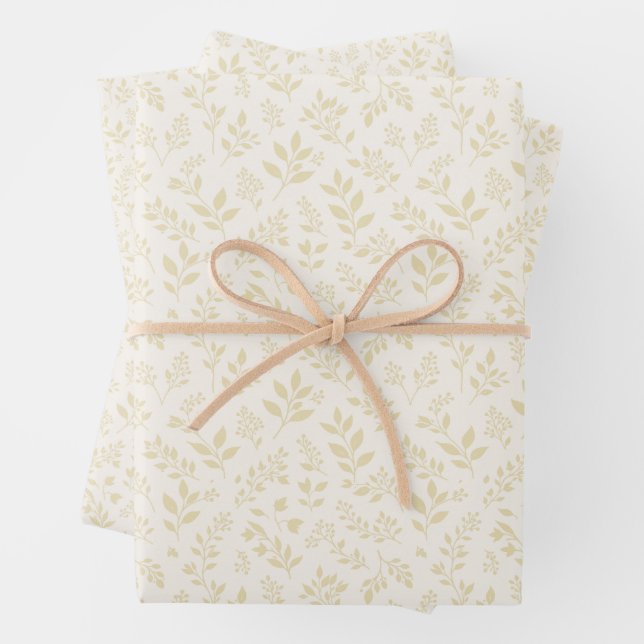 Fall Foliage Golden Wheat - Neutral Wrapping Paper Sheet (In situ)