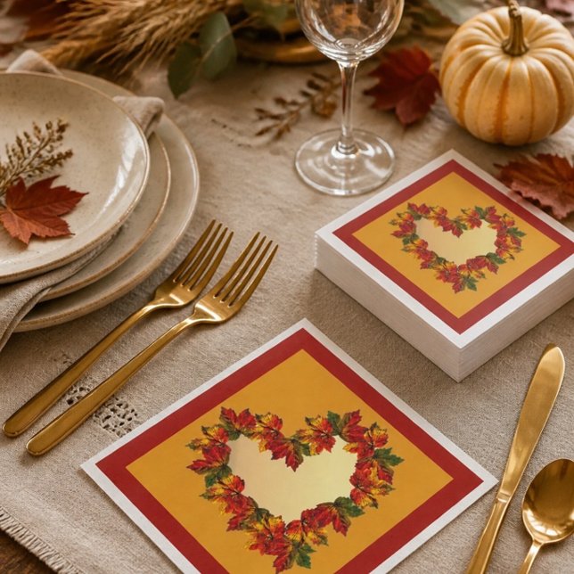 Fall Foliage Heart Paper Napkin (Creator Uploaded)