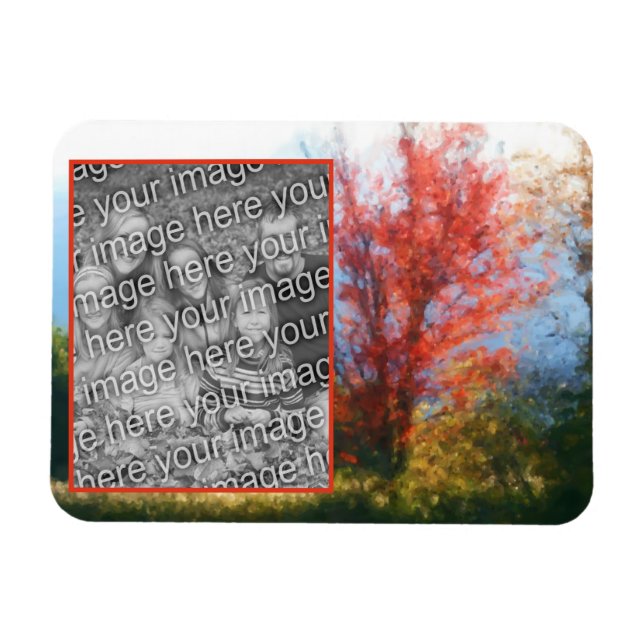 Fall Foliage Nature Painting Add Your Photo Magnet (Horizontal)