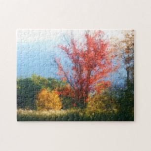 Fall Foliage Nature Photo Painting Jigsaw Puzzle