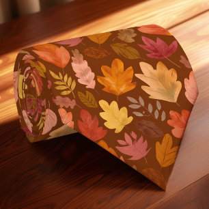 Fall Foliage Necktie – Seasonal Leaf Print Tie