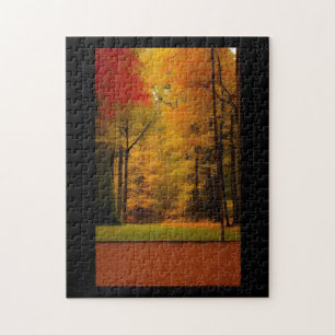 Fall foliage orange reddish golden leaves jigsaw puzzle