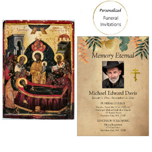 Fall Foliage Orthodox Christian Funeral   Invitation