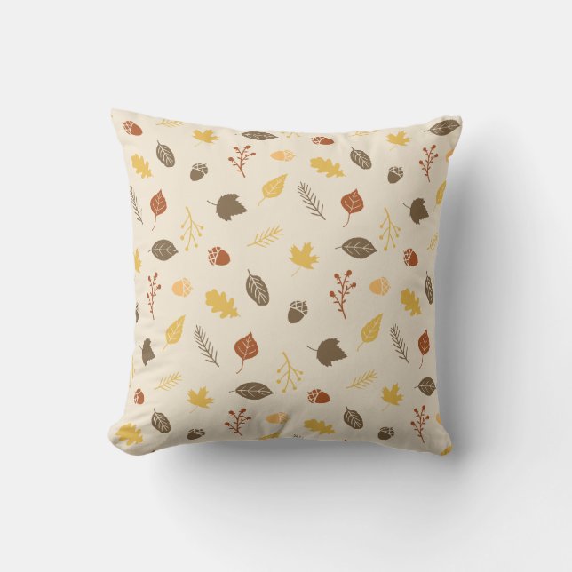 Fall Foliage Pattern Autumn Throw Pillow (Front)