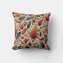 Fall Foliage Pattern Throw Pillow