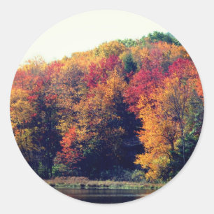Fall Foliage Pond Nature Classic Round Sticker