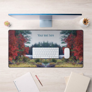 Fall Foliage Pond Painting Nature Art Personalized Desk Mat