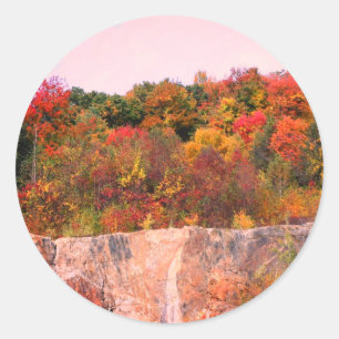 Fall Foliage Rock Cliff Nature Classic Round Sticker