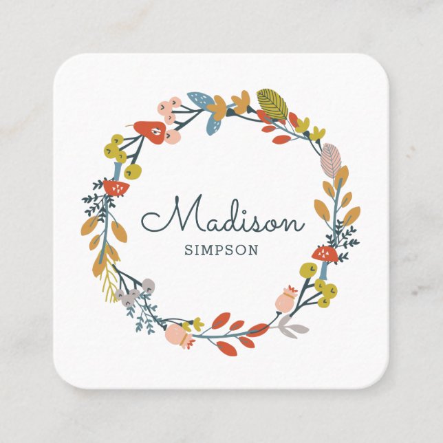 Fall Foliage Square Business Card (Front)