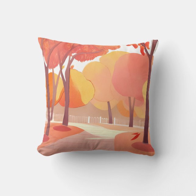 Fall Foliage Stroll | Abstract Watercolor Cushion (Front)
