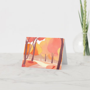 Fall Foliage Stroll Abstract Watercolor Holiday Card