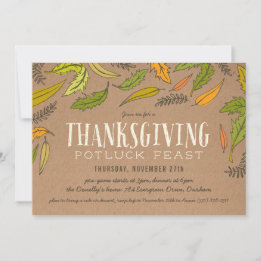 Fall Foliage Thanksgiving Dinner Party Invitation