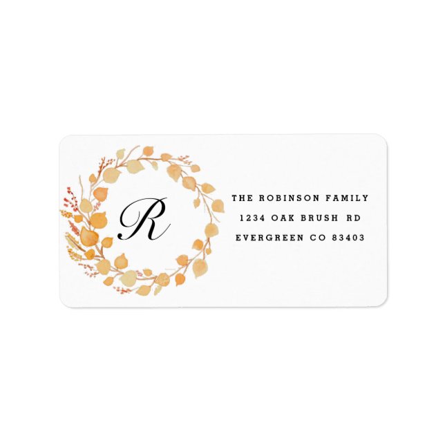 Fall Foliage Watercolor | Custom Initial Label (Front)