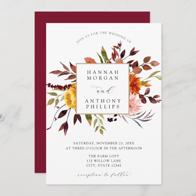 Fall Foliage Wedding invitation (Front/Back)