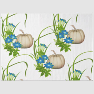 Fall Foliage White Pumpkins Floral Greenery  Tissue Paper
