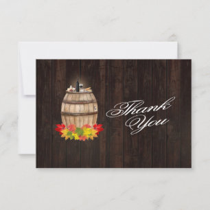Fall Foliage Wine Barrel Vineyard Wedding Thank You Card