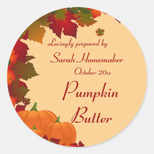 Fall Foliage with Pumpkins Round Canning Classic Round Sticker