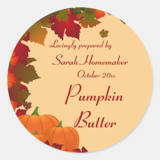 Fall Foliage with Pumpkins Round Canning Classic Round Sticker