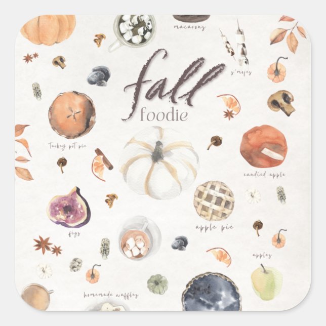 Fall Foodie Bucket List Thanksgiving Dinner Square Sticker (Front)