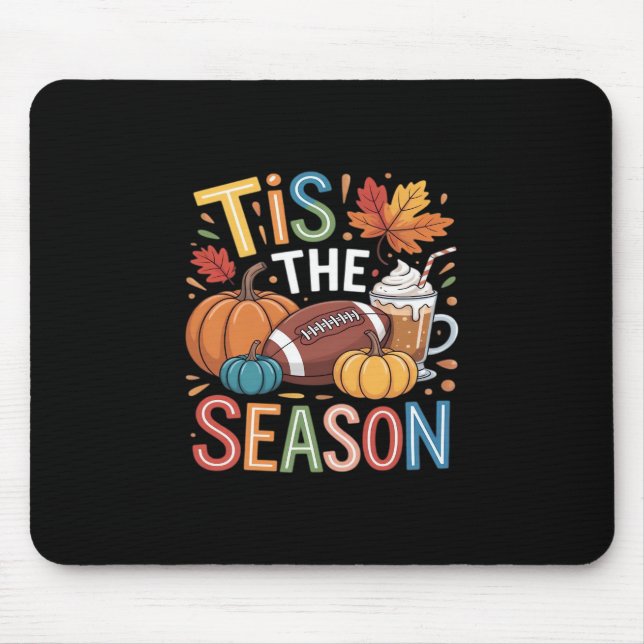 Fall Football Autumn Pumpkin Coffee Lover Mouse Pad (Front)