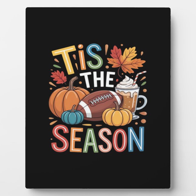 Fall Football Autumn Pumpkin Coffee Lover Plaque (Front)