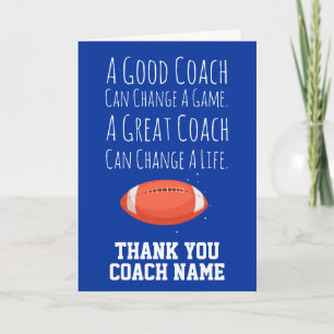 Fall Football Cards Thank You Coach From The Team