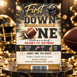 Fall Football First Birthday Ticket Invitation