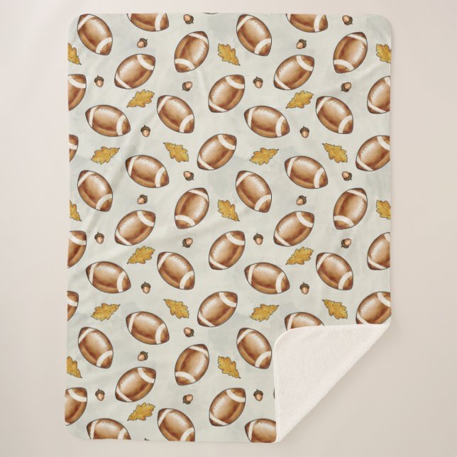Fall Football - Seamless Pattern Print Sherpa Blanket (Front)