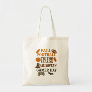 Fall Football Tis The Season Halloween Gamer Day Tote Bag