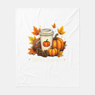 Fall Football Tis The Season Pumpkin Autumn Coffee Fleece Blanket