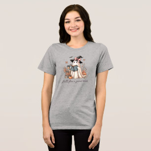 Fall For A Great Book Halloween Cute Teacher Tri-Blend Shirt