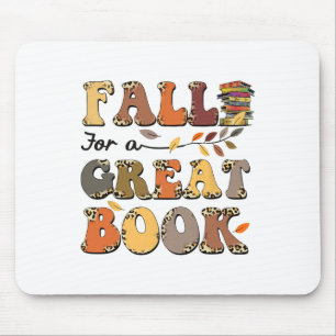 Fall For A Great Book Retro Leopard Autumn Thanksg Mouse Pad