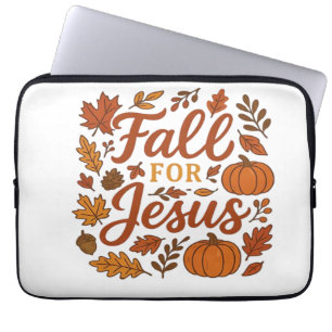 Fall For Jesus Autumn Pumpkin Christian Faith Clas Laptop Sleeve
