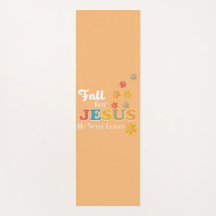 Fall for Jesus He Never Leaves Christian Polka Dot Yoga Mat
