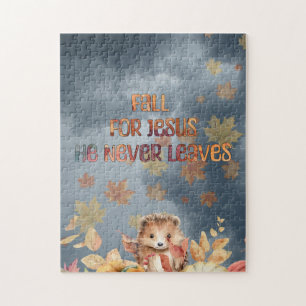 Fall For Jesus He Never Leaves Design Jigsaw Puzzle