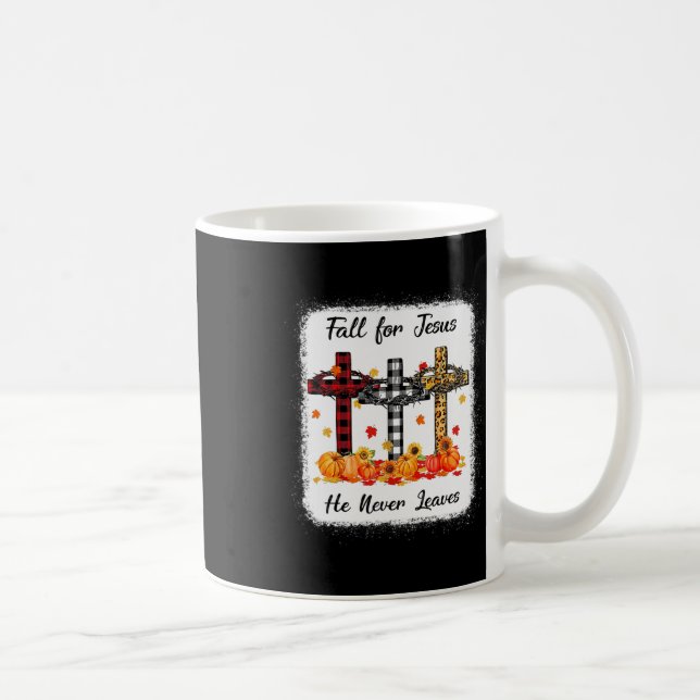 Fall For Jesus He Never Leaves Thanksgiving Pumpki Coffee Mug (Right)