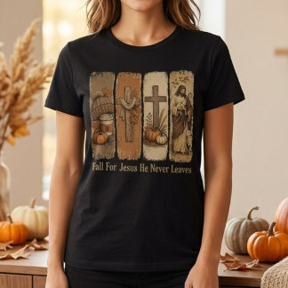 Fall For Jesus He Never Leaves Tri-Blend Shirt