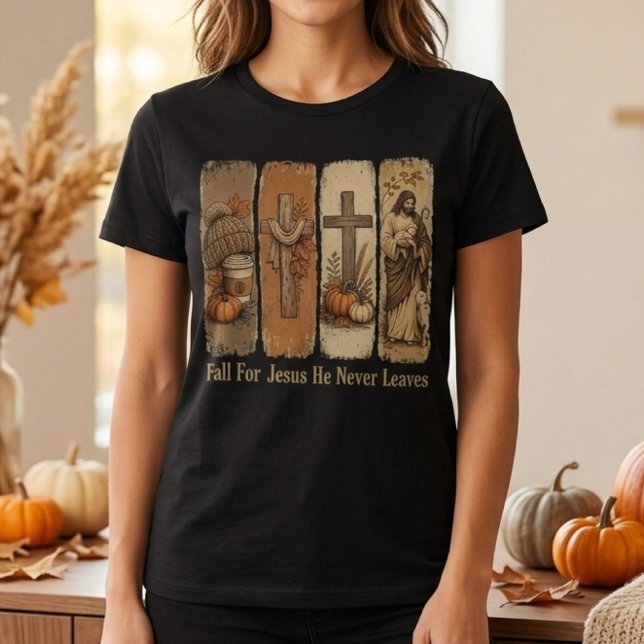 Fall For Jesus He Never Leaves Tri-Blend Shirt (Fall For Jesus He Never Leaves Tri-Blend Shirt)